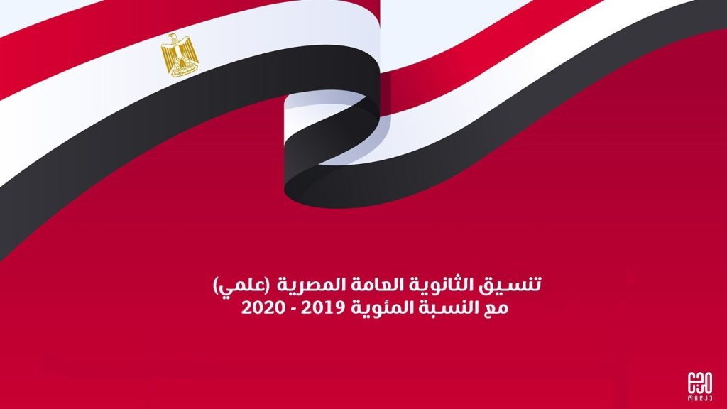 تنسيق الثانوية العامة المصرية ( علمي ) مع النسبة المئوية 2019 - 2020